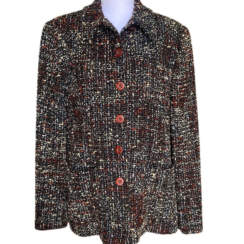 Vintage Emil Rutenberg Handwoven 100% Silk Tweed Blazer Jacket Made in USA Large